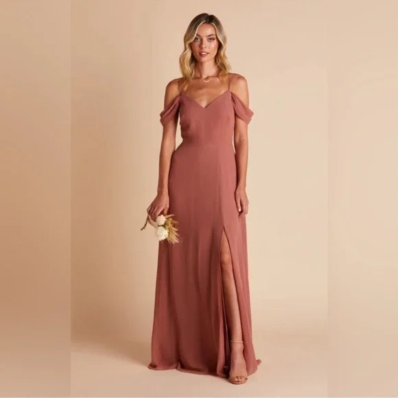 Birdy Grey | Dresses | Birdy Grey Devin Chiffon Dress Bridesmaid Maxi Gown  Slit Wedding Size Large | Poshmark